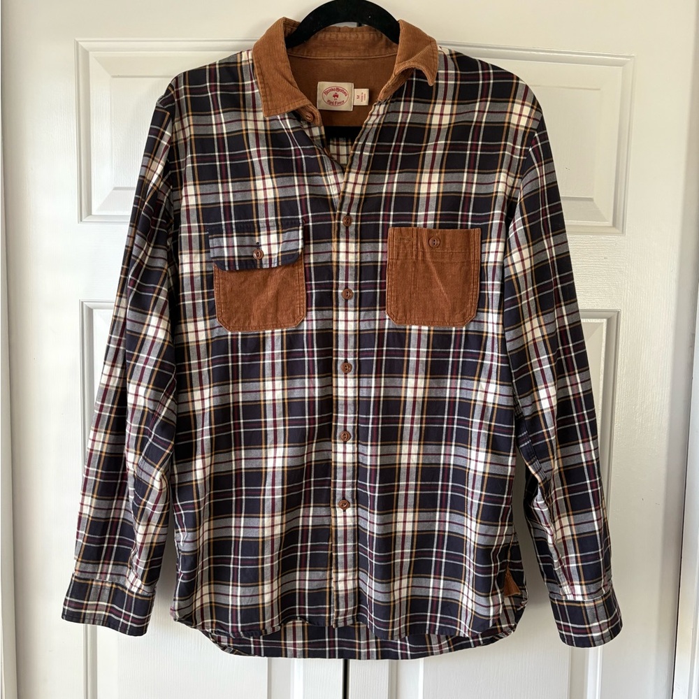 Brooks Brothers Plaid Flannel Shirt with Corduroy Accents